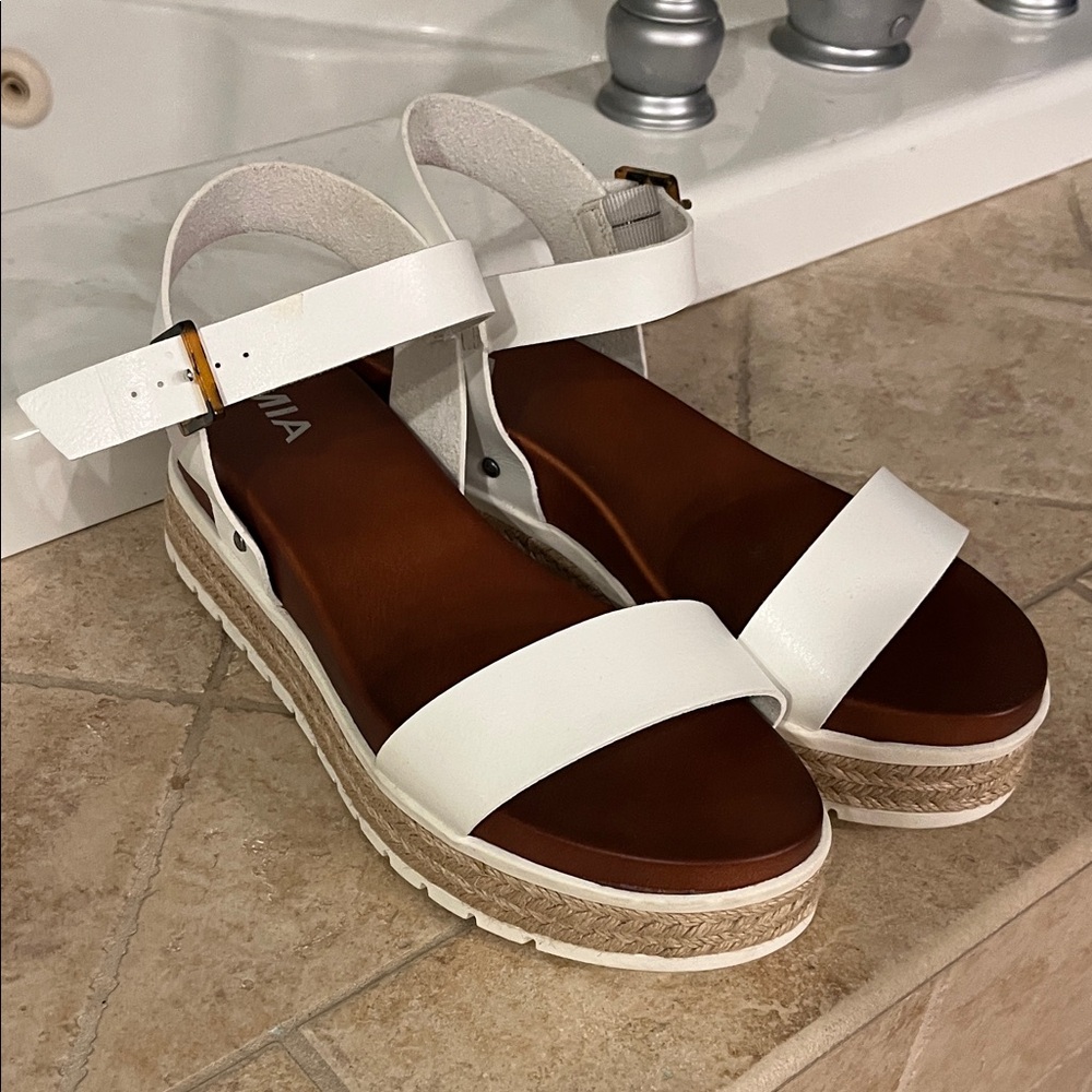 MIA White Sandals with Tan Soles